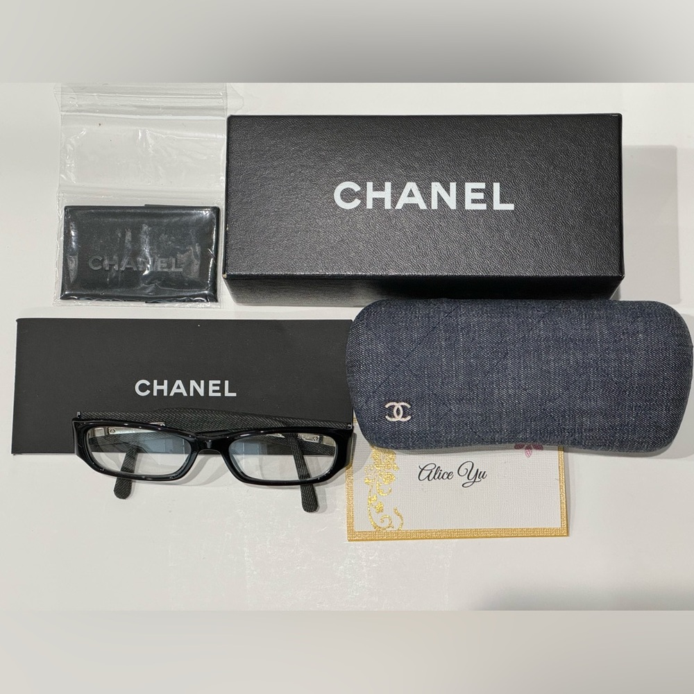 Chanel Black & Denim Frame Silver CC Logo Eyeglasses 3169 - Excellent condition